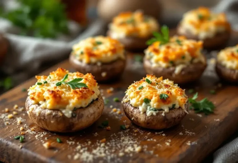 Champignons farcis au four, à l’ail et aux fines herbes : l’apéro chaud, fondant et délicieusement croustillant